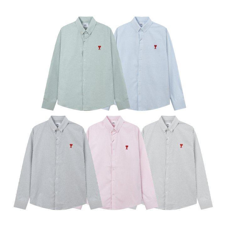 AMI 아미 2202 스몰 하트 스트라이프 셔츠