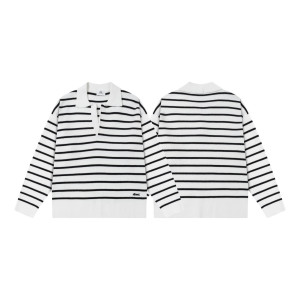 AMI 아미 8181 폴로 트임 스트라이프 니트