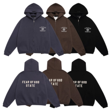 FEAR OF GOD 피어오브갓 에센셜 2003 유니버시티 플리스 풀 후드 집업