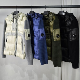 C.P COMPANY C.P컴퍼니 메리노 나일론 믹스드 고글 패딩 가디건