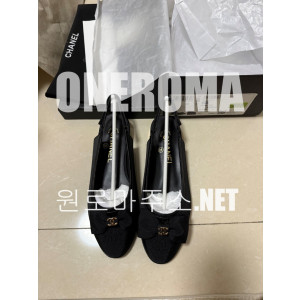 김*정 고객님 샤넬 리본 로고 블랙 슬링 플랫 슈즈