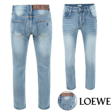 LOEWE 로에베 아나그램 자수 워싱 연청 슬림진 (0706220328)
