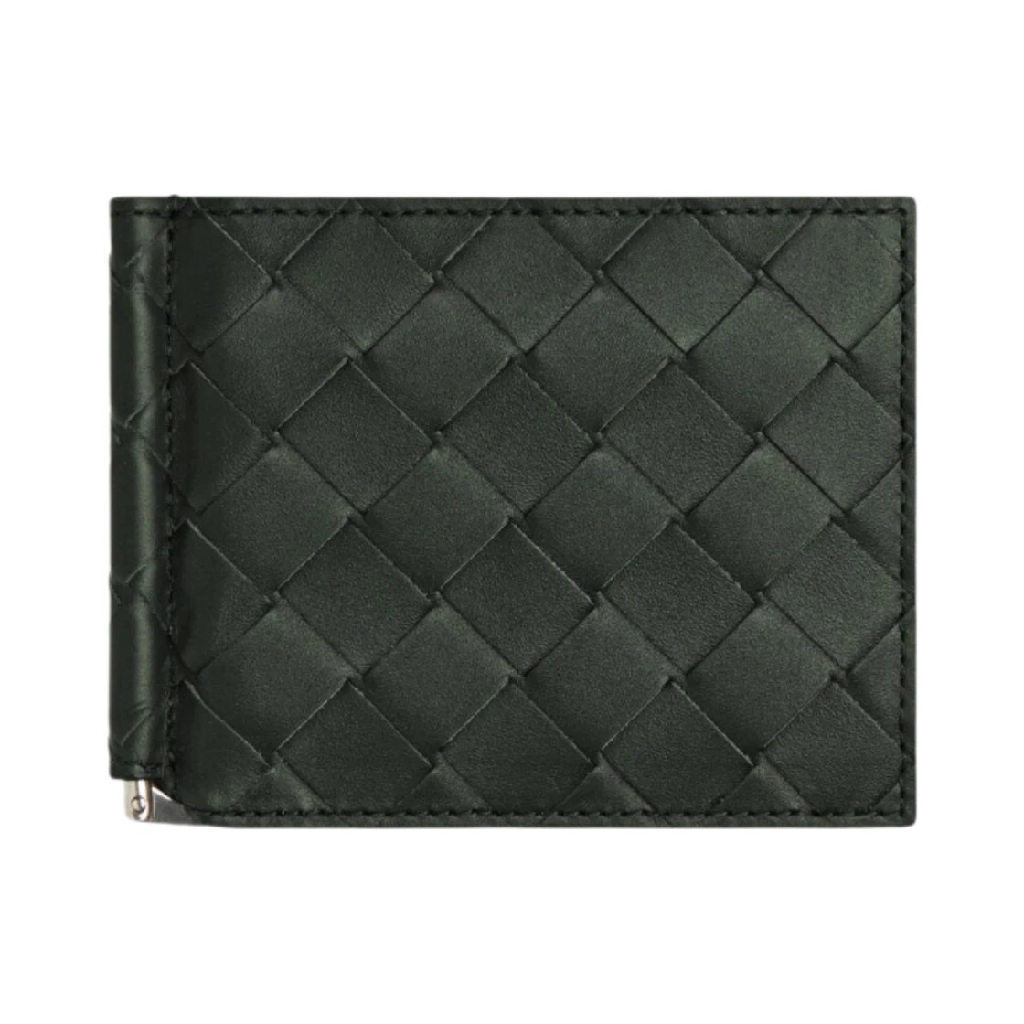 ●보테가 베네타  인트레치아토 빌 클립 지갑 다크 그린●