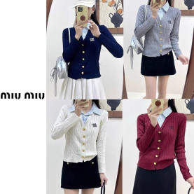 MIUMIU 미우미우 셔츠 카라 레이어드 가디건