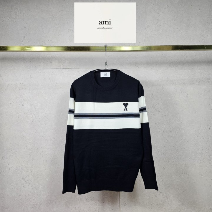 AMI 아미 배색 스트라이프 니트 3COLOR