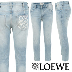 LOEWE 로에베 화이트 아나그램 연청 슬림 일자진