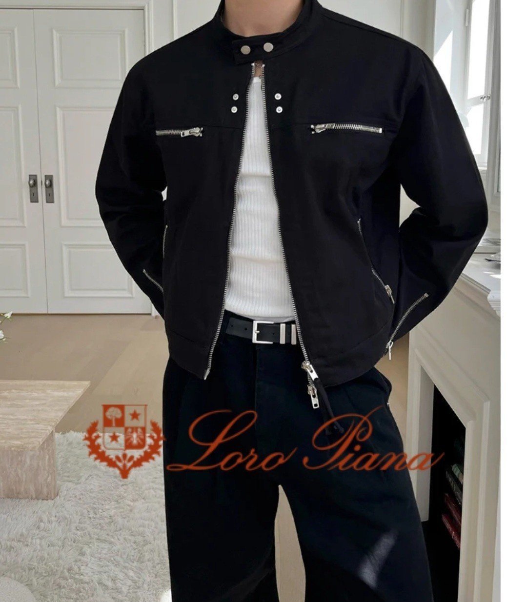 LOROPIANA 로로피아나 더블지퍼 바이커 자켓