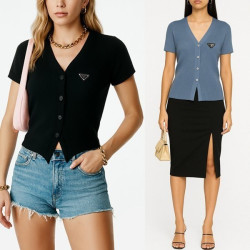 PRADA 프라다 브이넥 반팔가디건