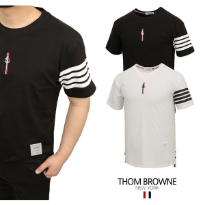 THOM BROWNE 톰브라운 4바 마린자수 실켓 티셔츠