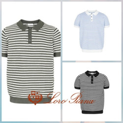 LOROPIANA 로로피아나 펀칭 스트라이프 카라