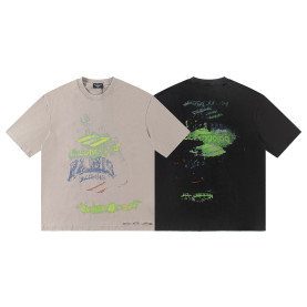 BALENCIAGA 발렌시아가 6443 그래피티 멀티 로고 구제 워싱 반팔