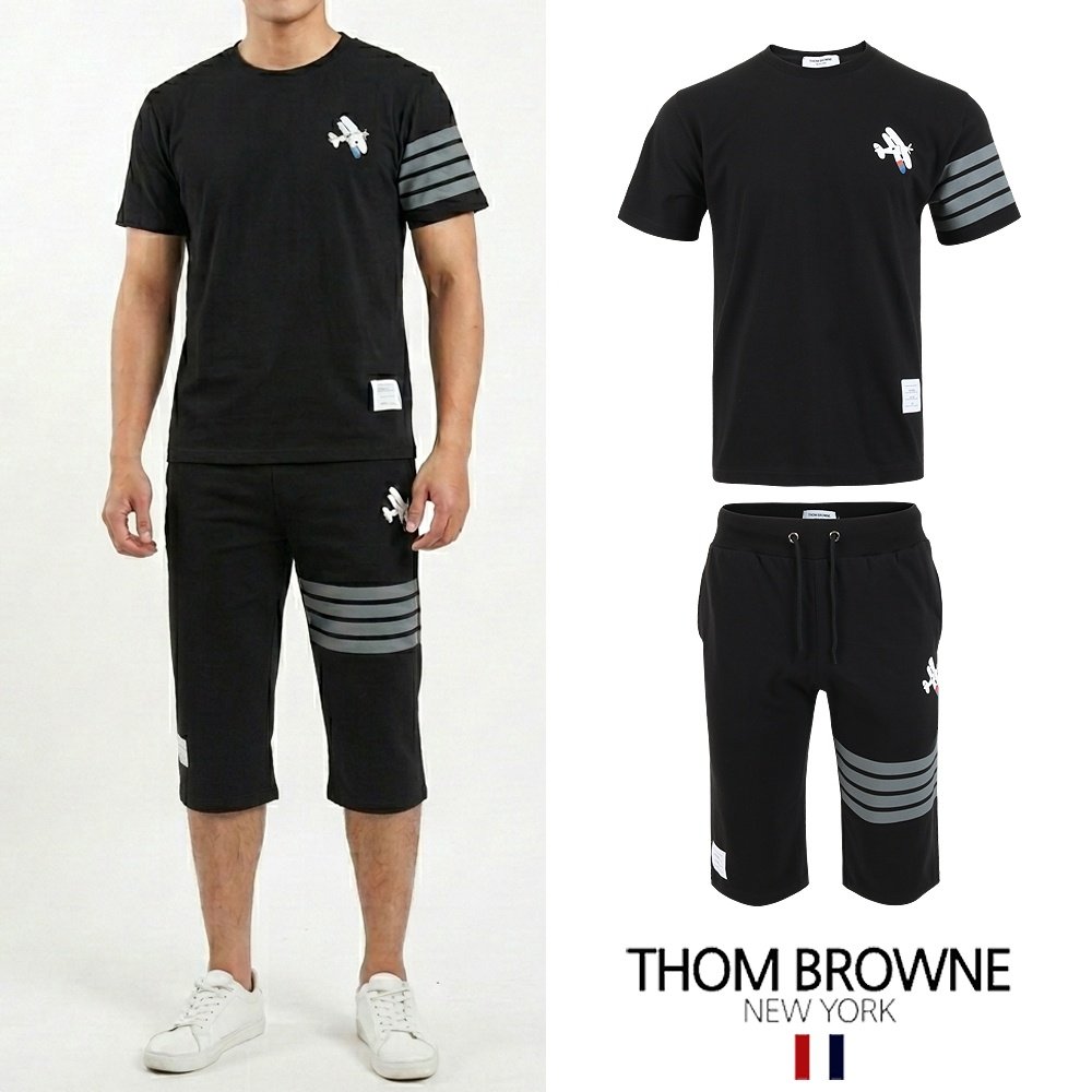 THOM BROWNE 톰브라운 다크 4바 플레인 프린팅 7부 셋업