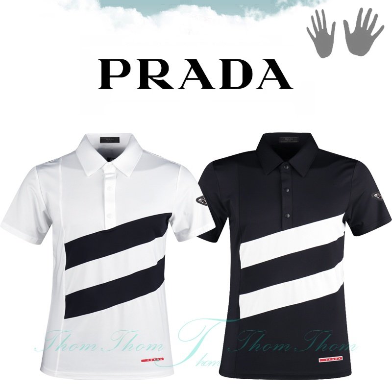 PRADA 프라다 템즈 카라 반팔