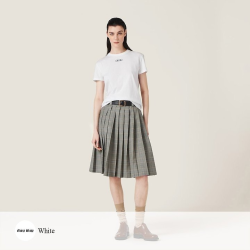 MIUMIU 미우미우 아이코닉 자수 로고 티셔츠