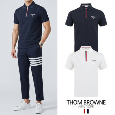 THOM BROWNE 톰브라운 레터링삼선 쿼터짚 하프니트