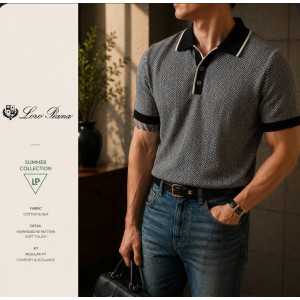 LOLOROPIANA 로로피아나 헤링본 니트반팔