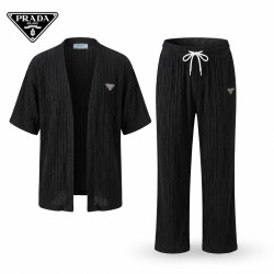 PRADA 프라다 플리츠 웨이브 가디건&팬츠 세트 3COLOR